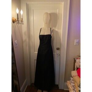 Nicole Miller Sateen Black Long Dress Gown Size 8